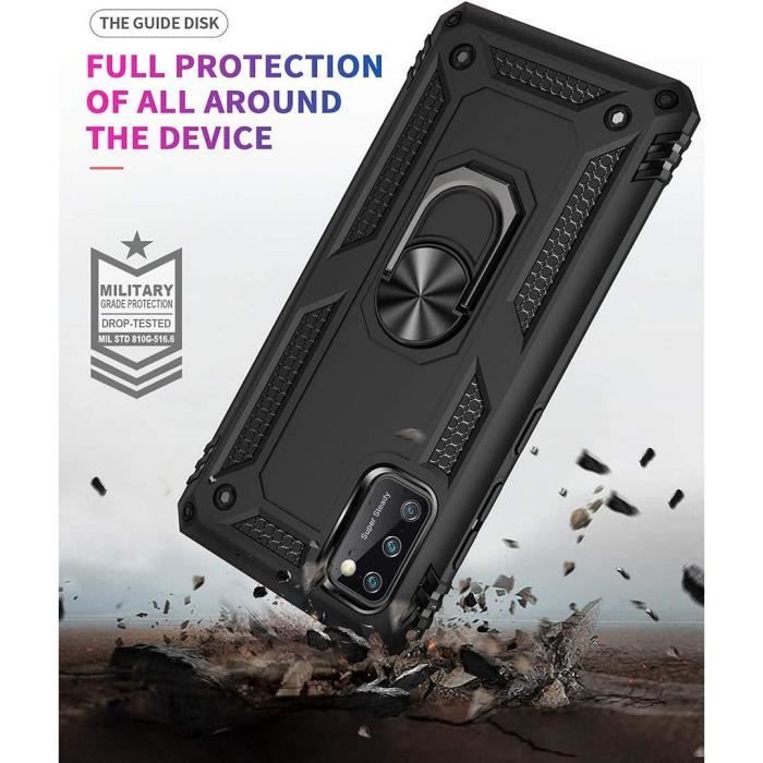 Protective Case - PROSHOP - Samsung A41 - Black - Army Style - 2 Tempered Glasses