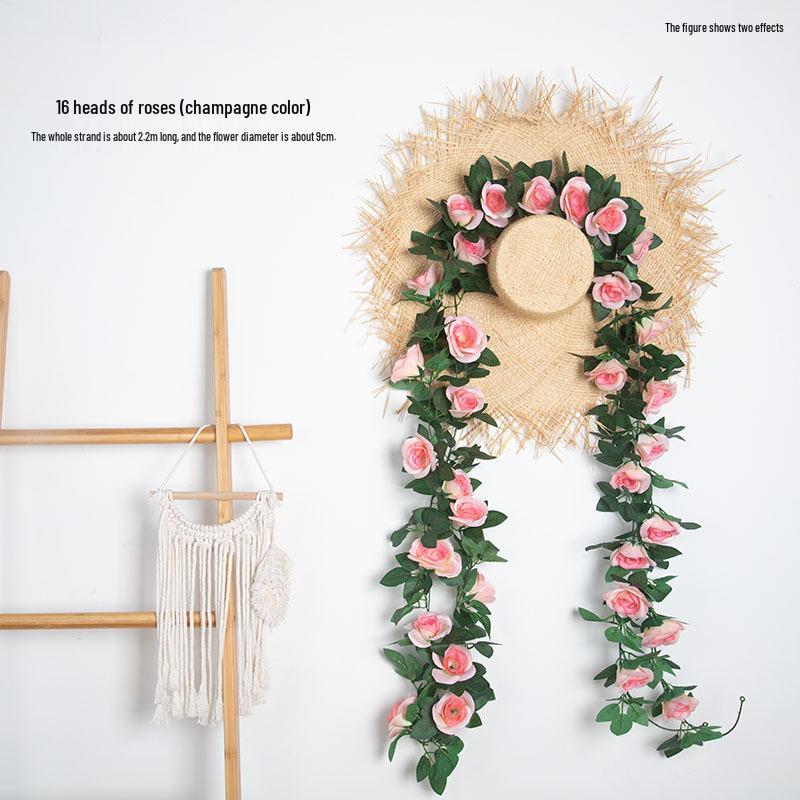 Artificial Rose Flower Vine for Indoor Decoration: Ceiling Hanging & Living Room Decor