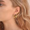 3 Paar Blume Ohrstecker für Damen, Goldfarbene Edelstahl Geometrische Ohrringe, Modisches Set Schmuck Geschenke