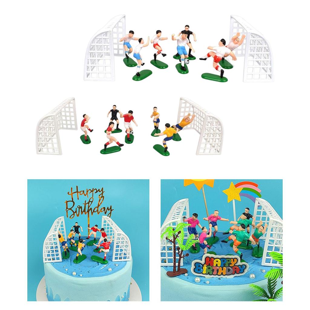 Soccer Cake Toppers Players Fittings DIY Decor for Football Theme Party