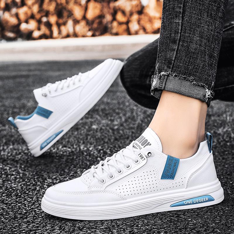 Fashion Original Leather Casual Shoes Men Trendy White Slip-on Men's Sneakers Comfortable Flat Skateboard Shoes Men Zapatos Para Hombre