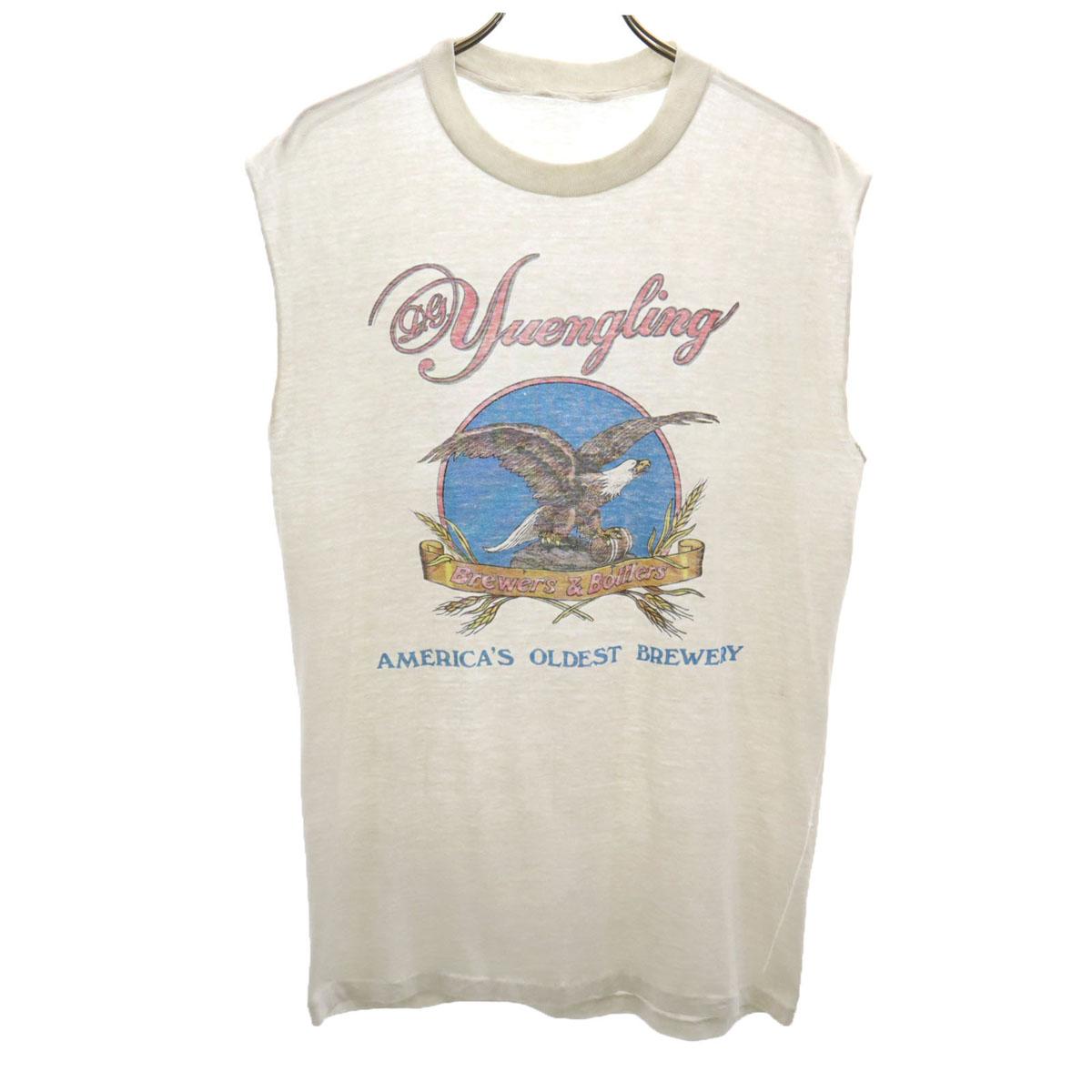 

СТАРАЯ футболка без рукавов с принтом орла 80-х 90-х годов, белая, мужская, б/у