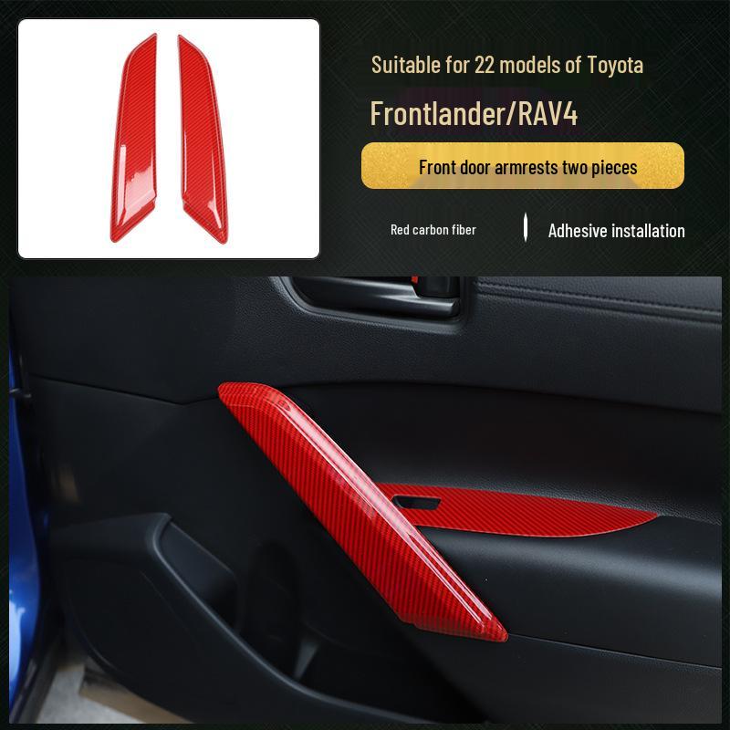 Rui Fang Carbon Fiber Interior Stickers: Fits 22 Models, Center Console Lift Panel, Peach Wood Design.