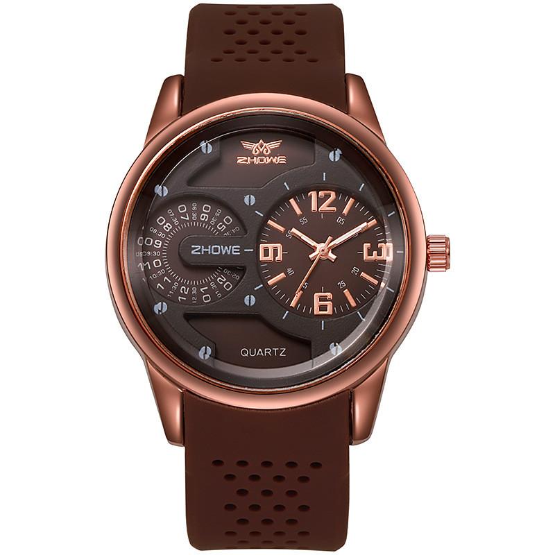 

Silicone Watch Men Sport Casual Quartz Watch With Analog Display For Daily Wear Brown
