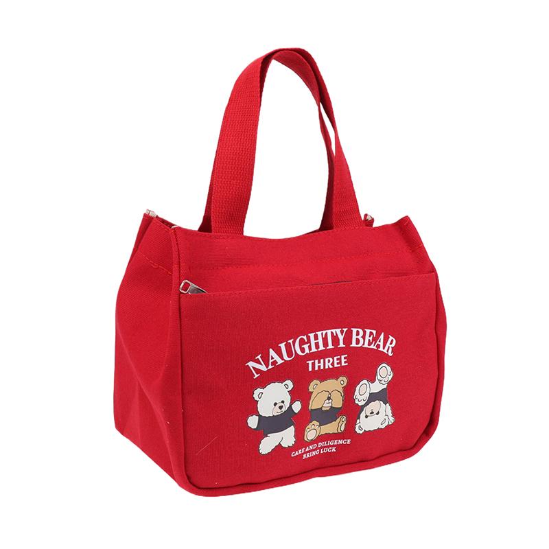 Cartoon Cute Printed Pattern Canvas Versatile Handbag Office Worker Lunch Bag Tote Bag Portable Outdoor Office Food Bags
