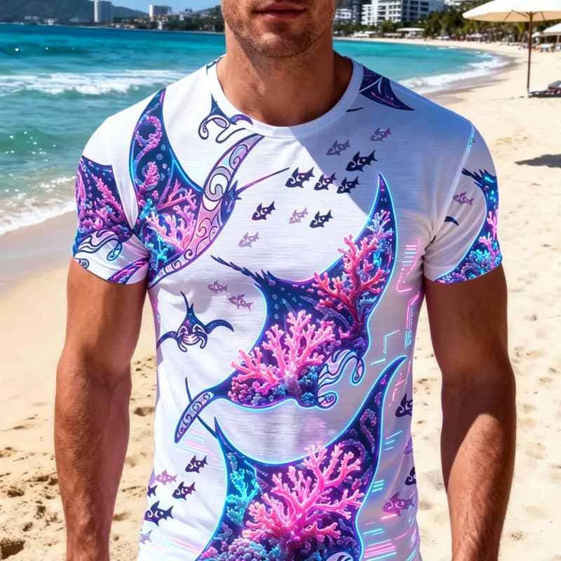 

Men s Fashion 3D Printed Men s T-Shirt Round Neck Short Sleeve Trendy Street Wear XL