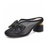 Slippers Women's Outer Wear 2025 Summer New Korean Version Bag Head Bow Mesh Slippers High Heel Fashion Lazy Slippers
