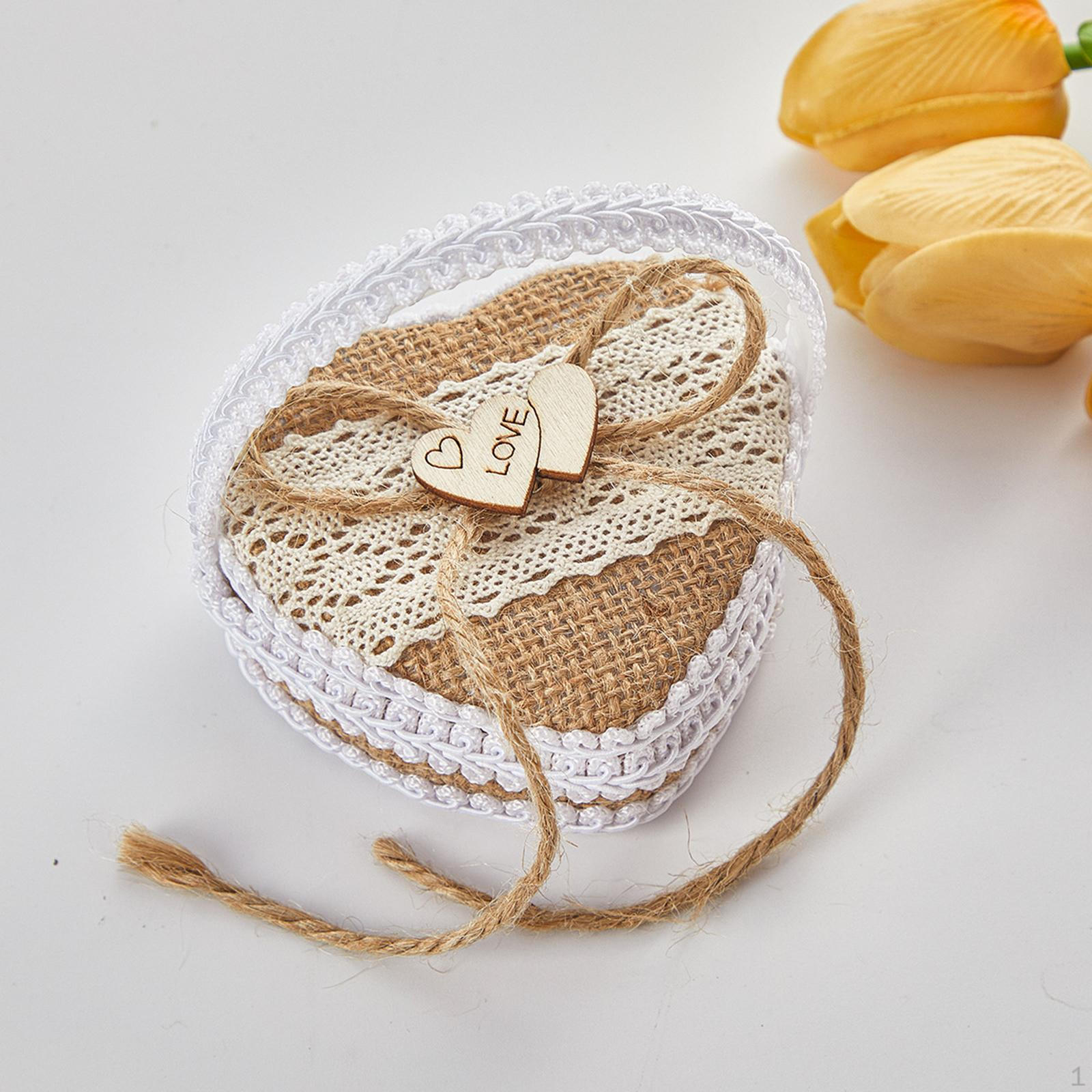 

Кошик для дружки для дівчинки-квітоноски на весілля, джутовий тримач для церемонії заручин 10cmx10cm