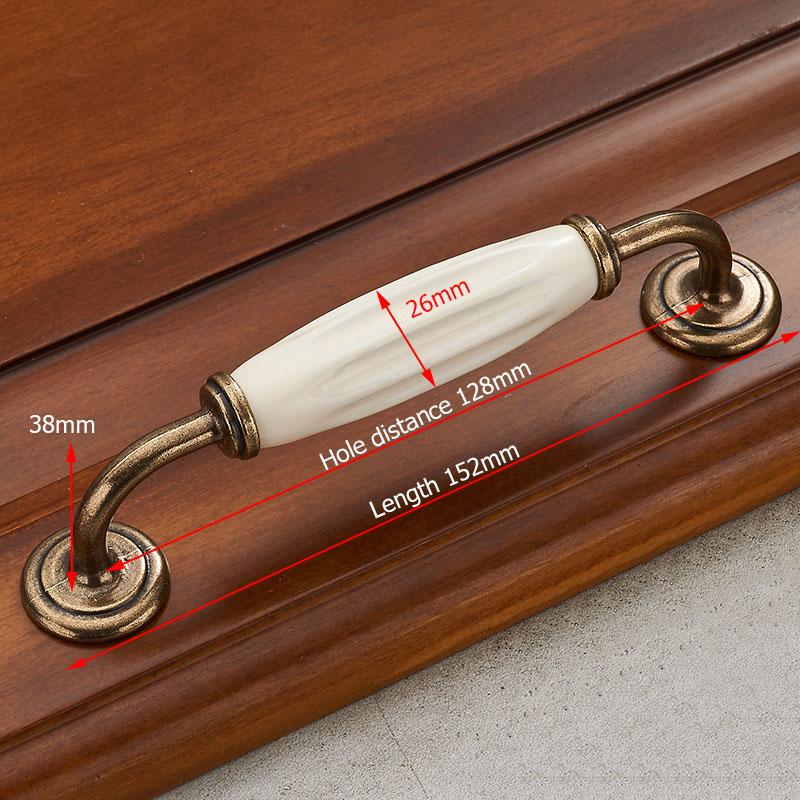 KAK Antique Bronze Ceramic White Cabinet Handles Zinc Alloy Drawer knobs Wardrobe Door Handle Simple European Furniture Hardware