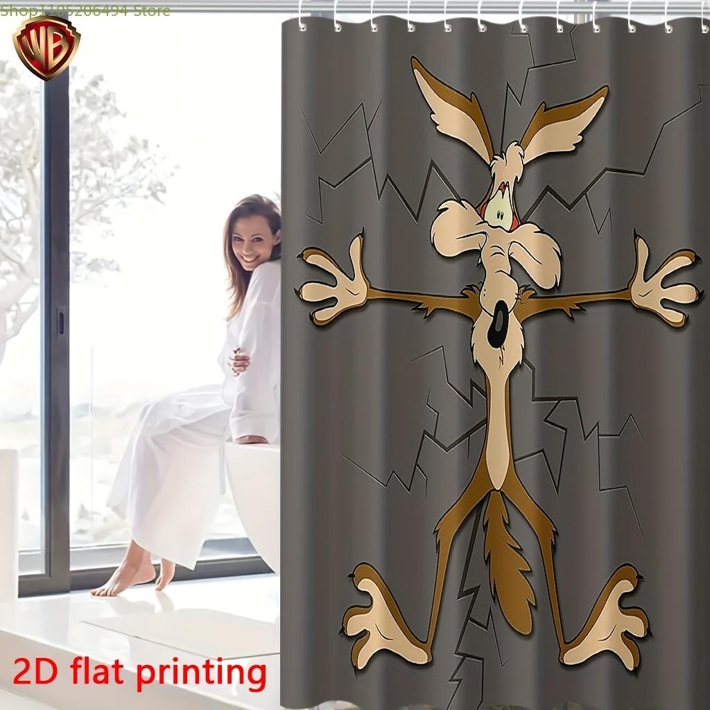 

WB Warner Bros. 1pc Wile E. Coyote Cartoon Character, Funny Expression, Gray Background Crack, Joyful Atmosphere Shower Curtai 90x180cm