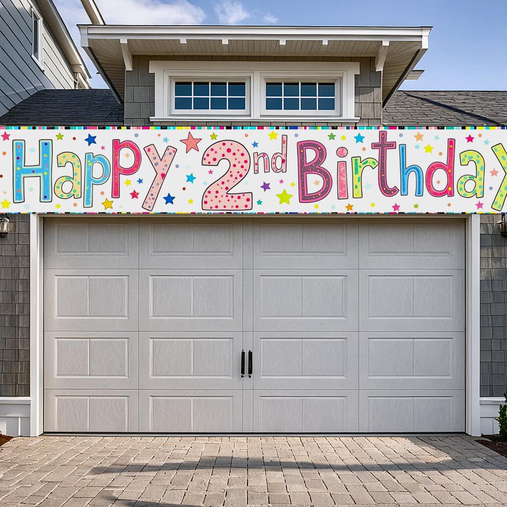 Lightweight Birthday Decoration Happy 2nd Birthday Banner Birthday Supplies For Indoor Decoration Party Decor
