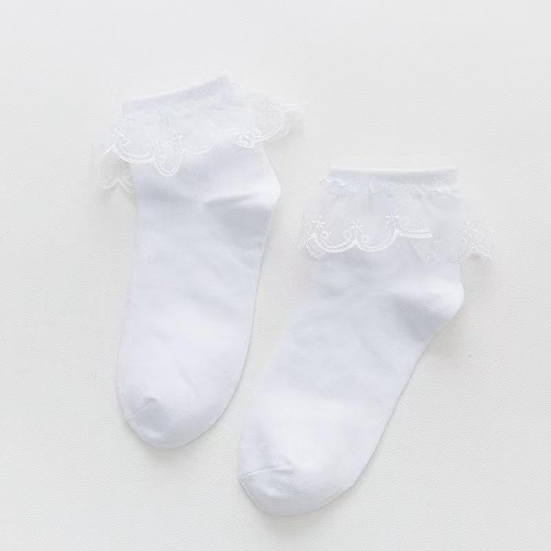

Милые мягкие носки Лолита с оборками женские хлопковые носки принцессы короткие носки с оборками белый