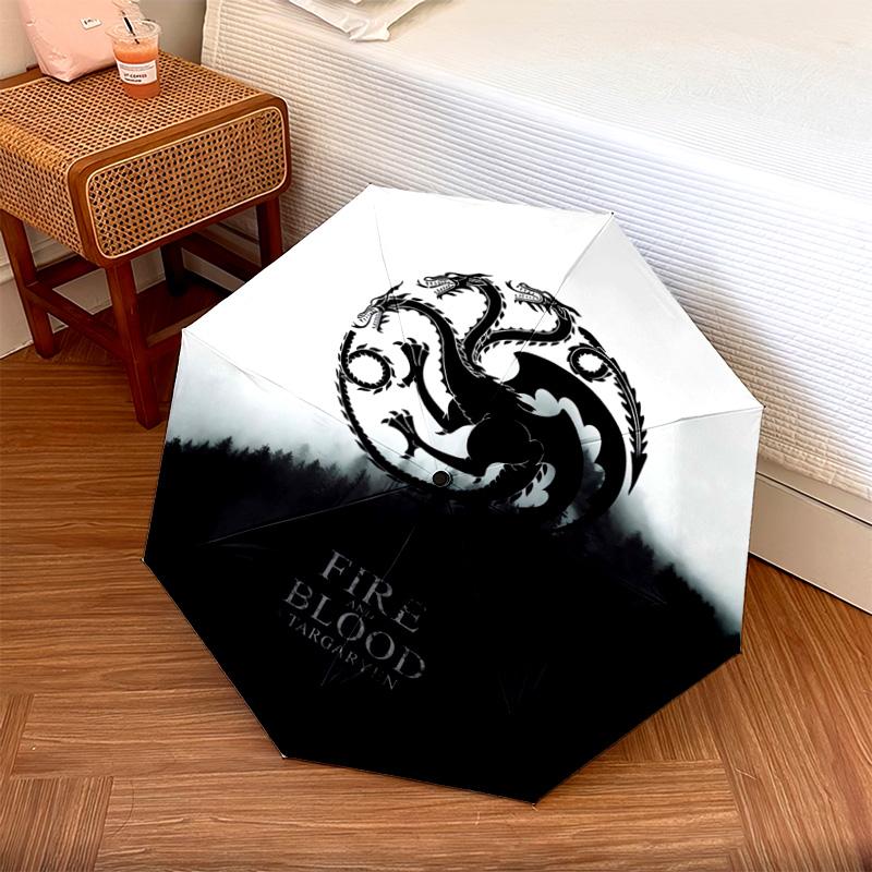 1 Stück Automatischer Faltregenschirm - Cartoon-Muster, Tragbares & Faltbares Design mit 24 Speichen, Weihnachts-Geburtstagsgeschenke