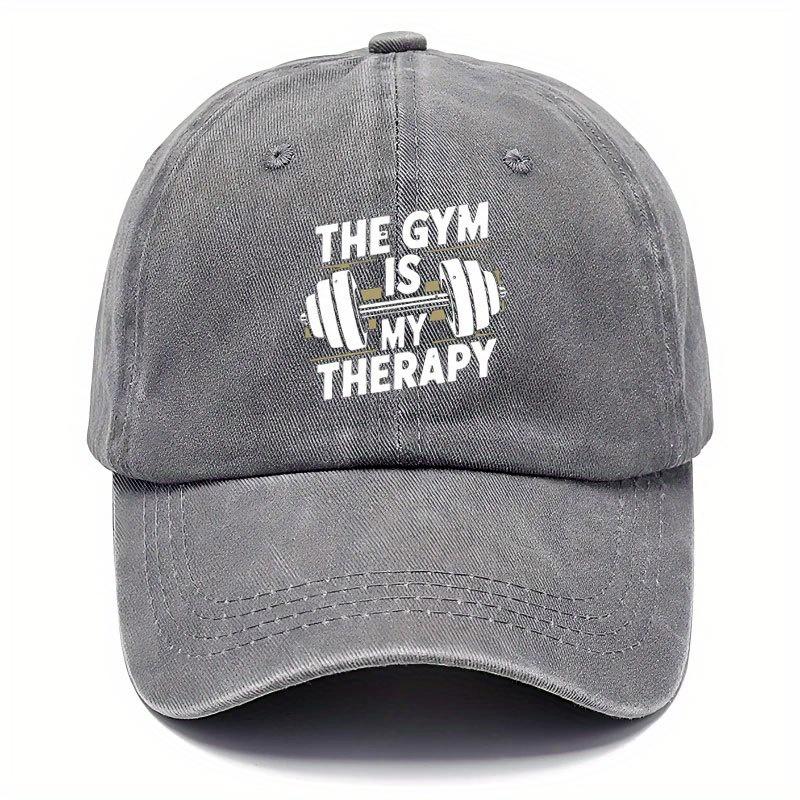 Mens Retro Fitness Baseball Cap Adjustable Dad Hat with The Gym Is My Graphic Durable NonStretch Fabric