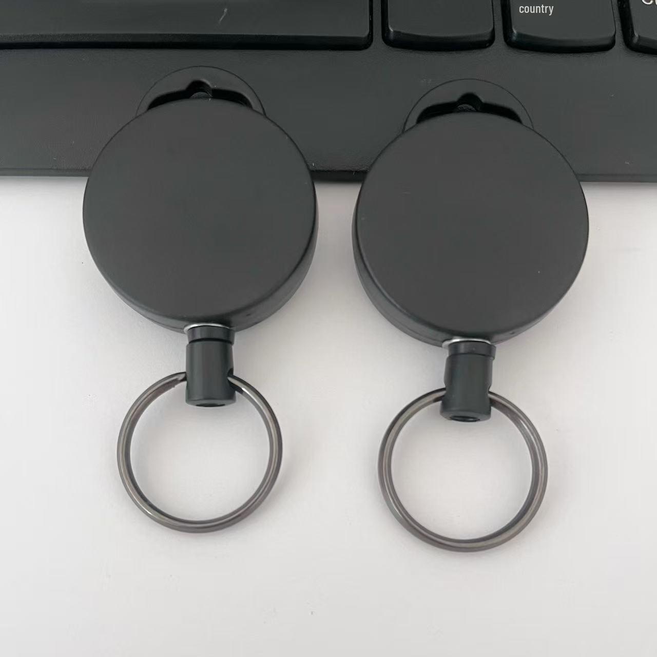 

4CM Black Plastic Carabiner Paracord Retractable Keychain with High Elastic Easy-Pull Buckle прозорий