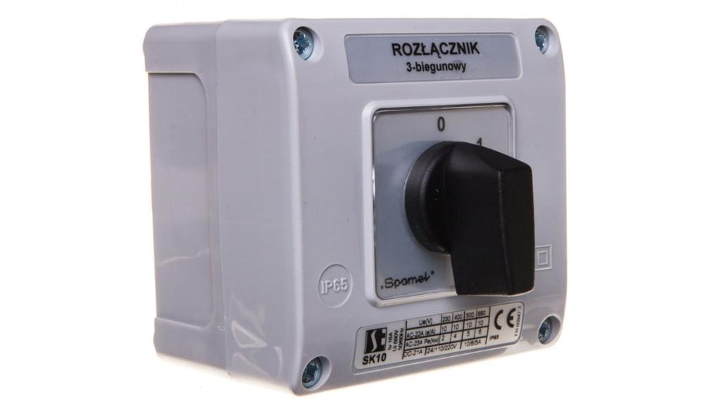 Cam Switch 0-1 3P 10A In Housing Black Knob Sk10-2.8211Ob11