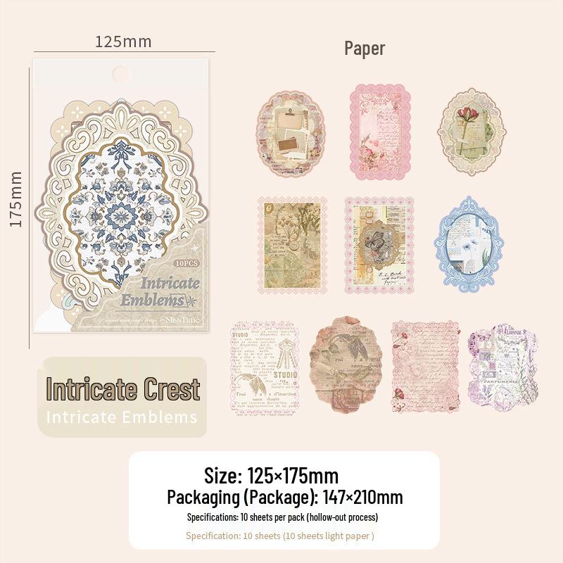 Timeless Melody Series: 6 Styles of Hollow Paper, 125x175mm, 10 Sheets per Pack