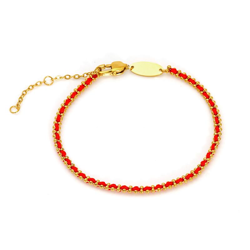 New Zodiac Sign redline French red cord bracelet, gold-plated, exuding a luxurious and elegant vibe, a versatile and stylish accessory for couples
