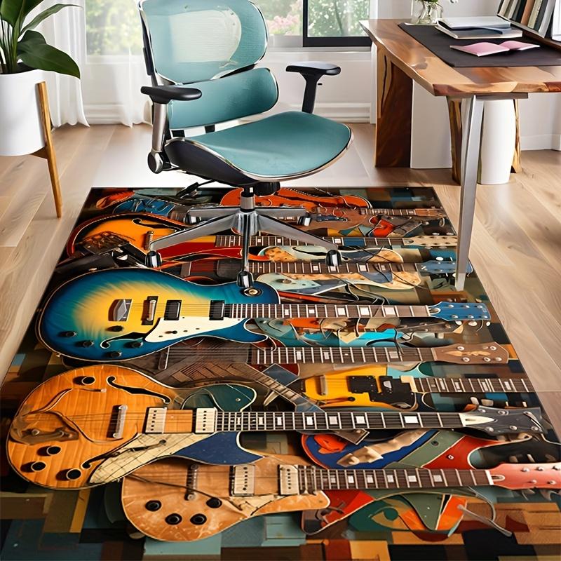 3D Guitar Print Flannel Rug - Luxurious Anti-Slip Carpet for Living Room, Bedroom & Laundry Room, Machine Washable