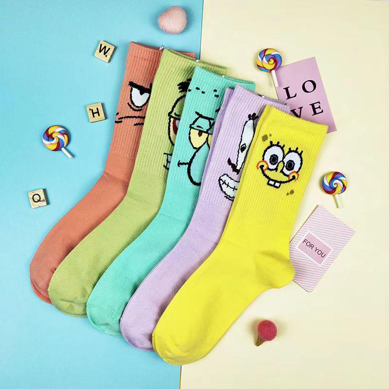 Korean Style Cute Cartoon Mid-Calf Socks for Girls – Trendy Student Sports Stockings for All Seasons
