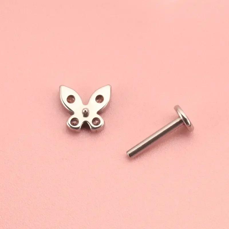 Titane G23 16G Labret Piercing Stud Lèvre Tragus Boucle d'Oreille Stud Oreille Zircon Papillon Cartilage Helix Medusa Monroe Bijoux de Corps