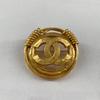Used CHANEL Coco Mark Circle Brooch with Rice Grains, Gold