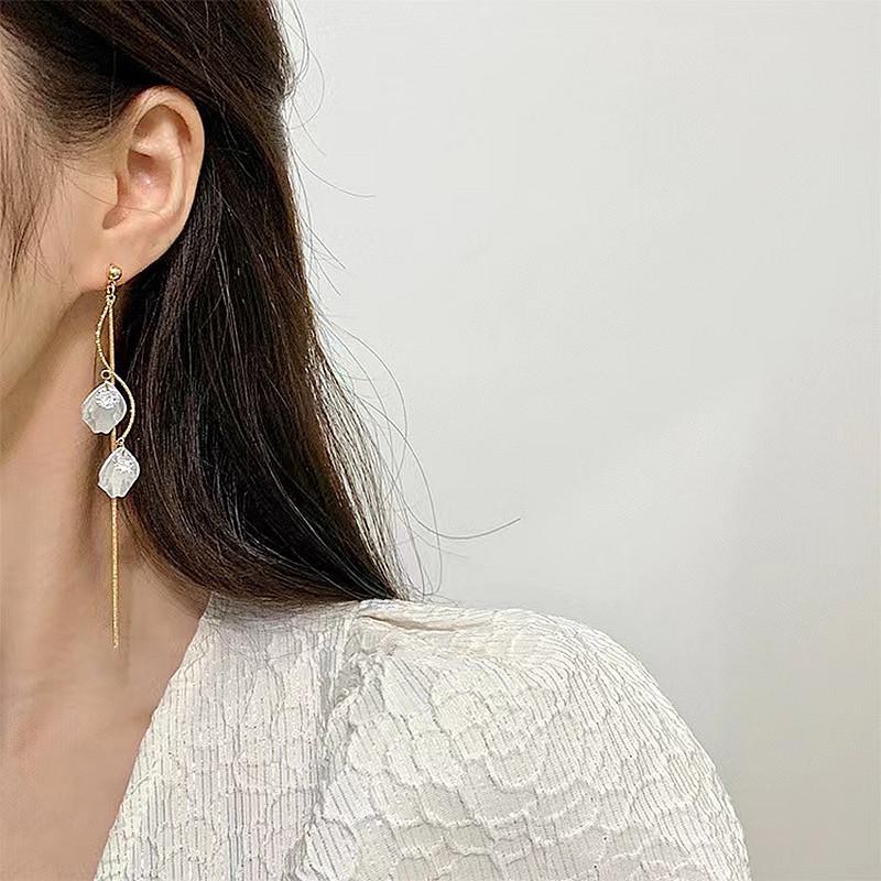 S925 Sterling Silver Shell Petal Tassel Earrings - 2022 Trendy Korean Long Dangle Studs for Women