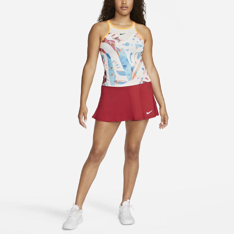Nike Court Dri-FIT Slam Pattern Print Crew Neck Tank Top Women Tops White DX5370-113