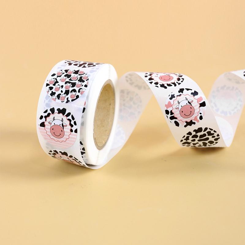 500pcs Cute Dairy Cow Paper Stickers Birthday Party Decoration 1st Birthday Baby Shower Party Supplies Envelope Sealing Sticker