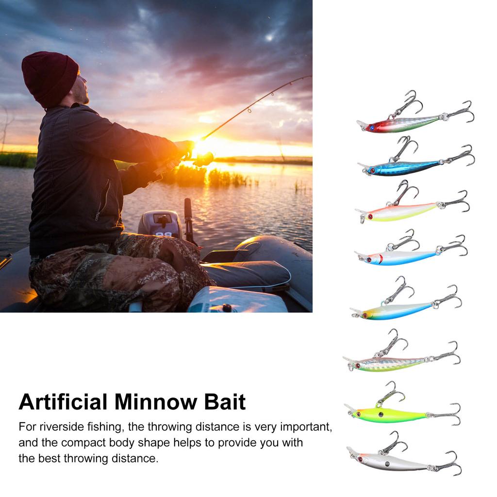 8PCS Minnow Fishing Lure 5cm/3g Artificial Sinking Long Throw Hard Bait Wobbler Jig Bait