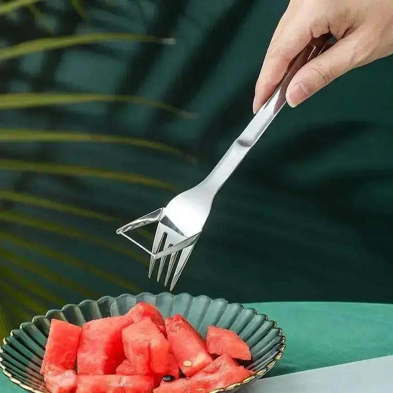 Household Kitchen Accessories New Fruit Fork Watermelon Fork Stainless Steel Watermelon Cut Portable Fruit Fork Slicing Knife