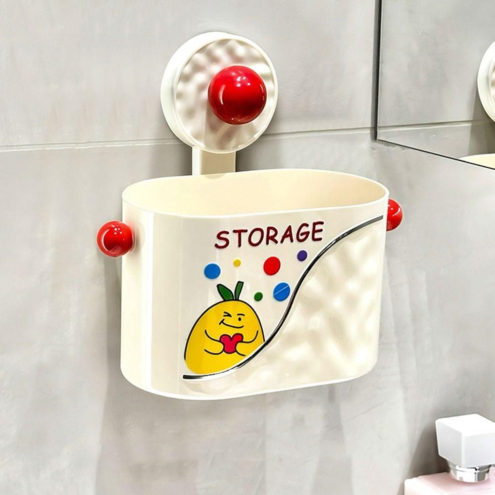 

Wall Hanging Toothbrush Toothpaste Storage Box Punch Free Sundries Storage Holder Bathroom бежевий