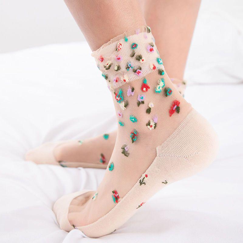 5 זוגות גרביונים קיץ לנשים, משי קריסטל, חמודים, נגד קרעים, משי, מתוקים, נושמים, רב-תכליתיים, בסיס כותנה, משי זכוכית, נייר קרטון