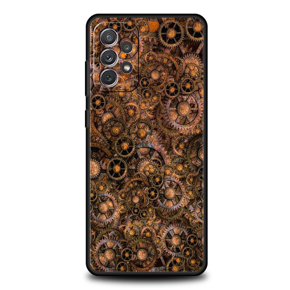 Phone Case for Samsung Galaxy A55 A53 A52 A52S A51 A41 A35 A32 A25 A23 A15 A13 A71 A72 5G Soft TPU Shell Mechanical Gear Pattern