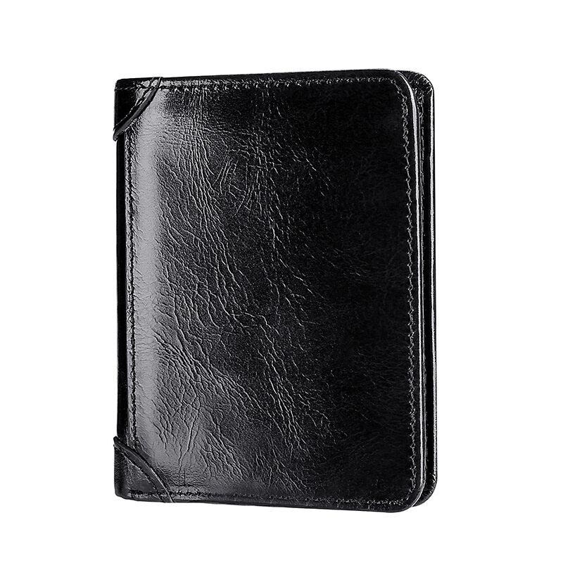 Masculino carteiras de couro genuíno carteira de crédito titular do cartão de visita vintage marrom carteira cera de óleo
