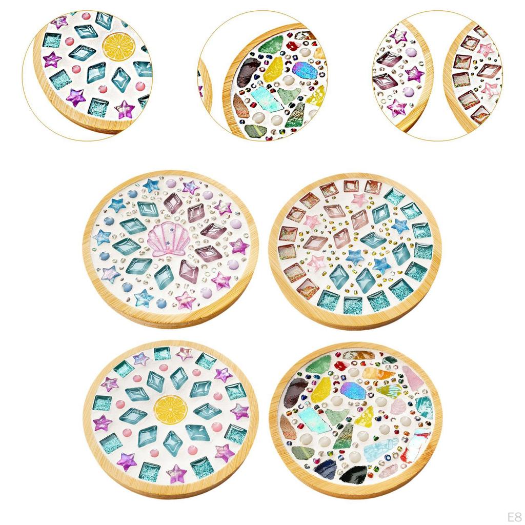 4 Pieces DIY Mosaic Coaster Handmade Craft for Playdates School Art Projects sunflower