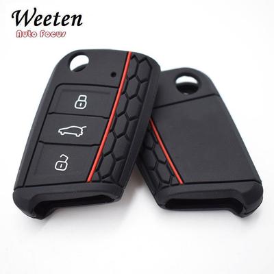 Housse de clé en silicone, pour VW Polo Golf 7 Tiguan, Skoda, SEAT Ateca Leon Ibiza 2016 – 2019