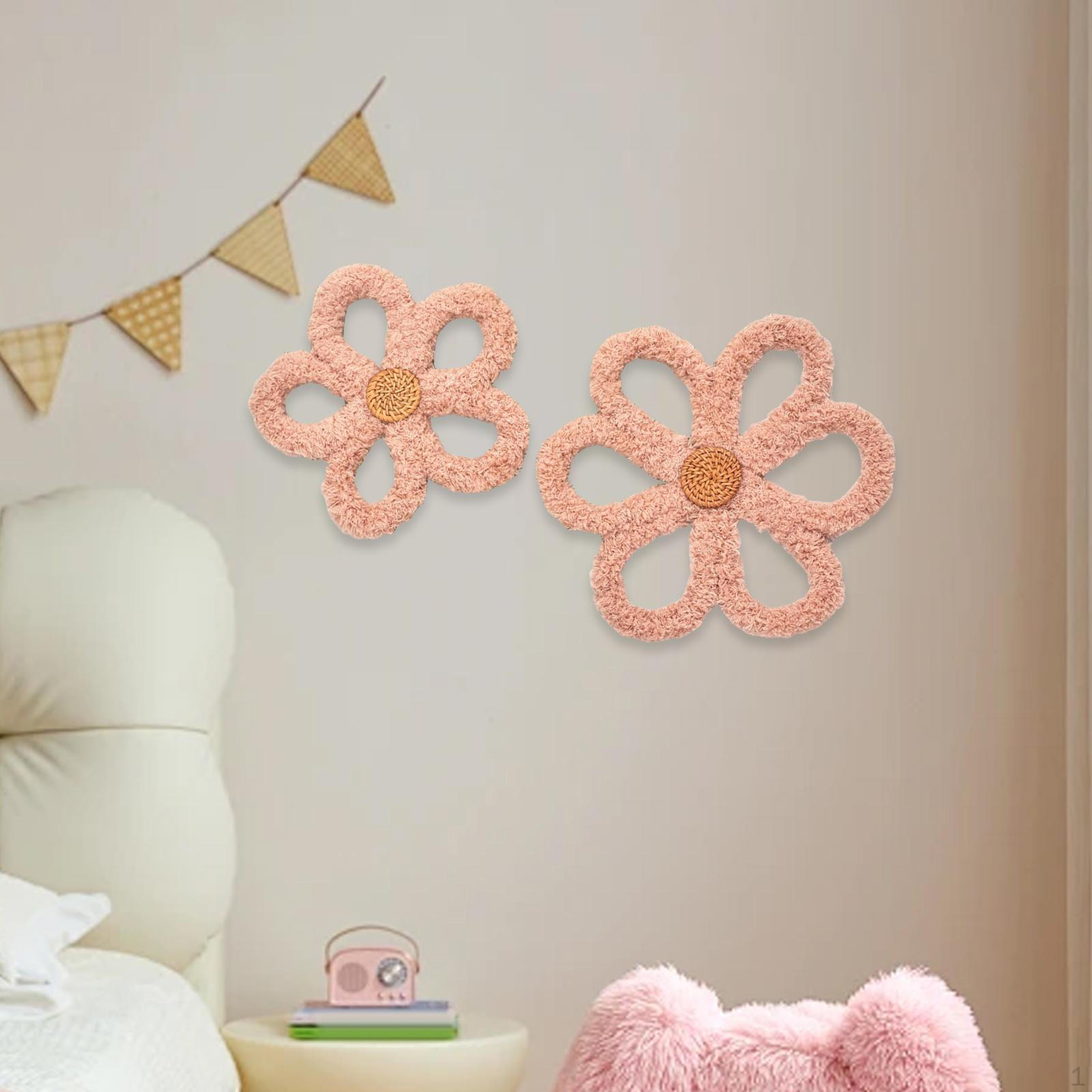 

2 Pack Daisy Wall Hanging Plaques, Bohemian Floral Art, Decor for Bedroom, Living коричневий