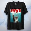 Paws TShirt Funny Shark Parody Tee Unisex Retro 70s 80s Movie Poster Film Top