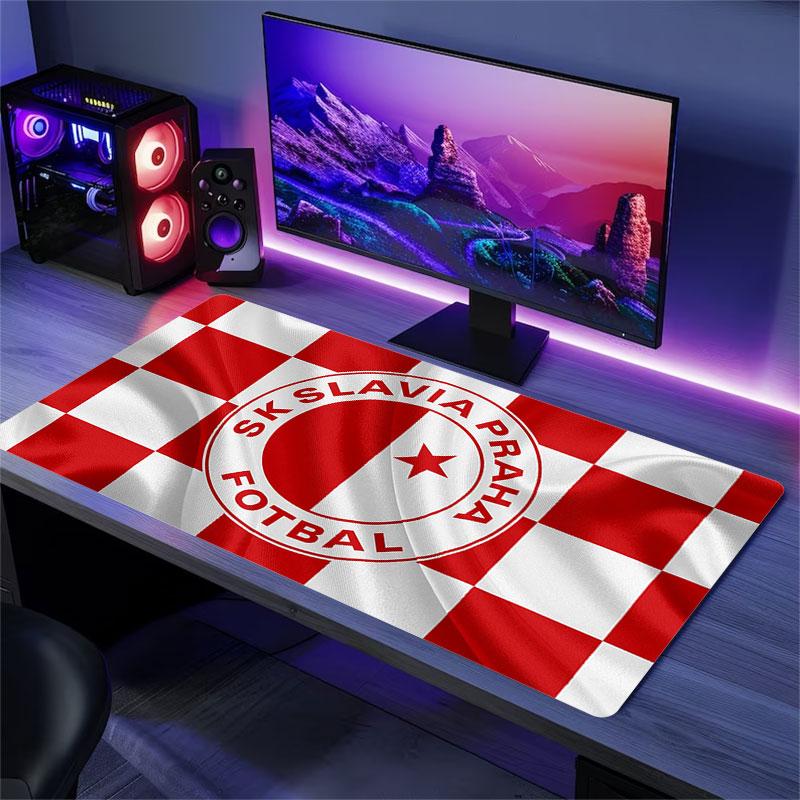 SK Slavia Praha Art Mouse Pad, Large Gaming Desk Mat, Non-slip XXL Mousepad for Laptop & Tablet, Mini PC Playmat with Stitched Edges