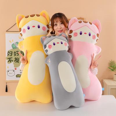 Sevimli uyku yastığı kedi peluş bebek bebek erkek ve kız çocukları için doğum günü hediyesi bez bebek uzun kedi yastığı