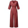 Damen V-Ausschnitt Farbe Taillenband Jumpsuit für einen eleganten Freizeit-Look