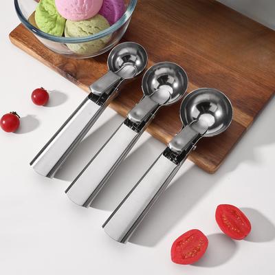 1Pc Stainless Steel Ice Cream Spoon Creative Ice Cream Spoon Recoverable Ball Digger Ice Cream Spoon Fruit Ball Digging Tool