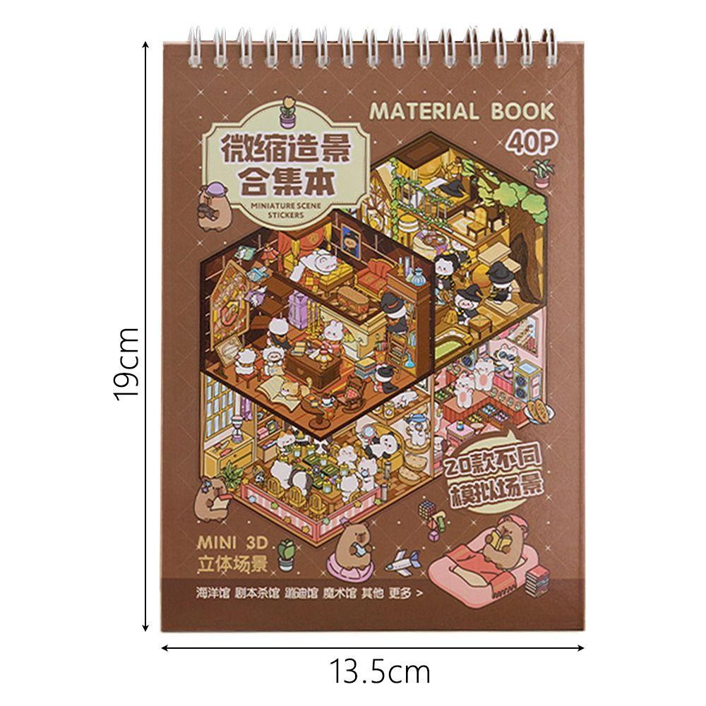 3D Cabin Scene Stickers Book Visual Stacking Cartoon Miniature Scene Sticker DIY Cabin Scene Toy Game Stickers