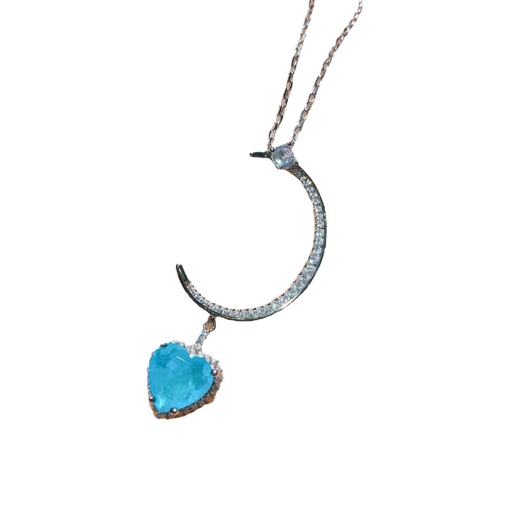 Jewelry Simulation Blue Paraiba Heart Earrings Set Heart Main Stone 12 * 12
