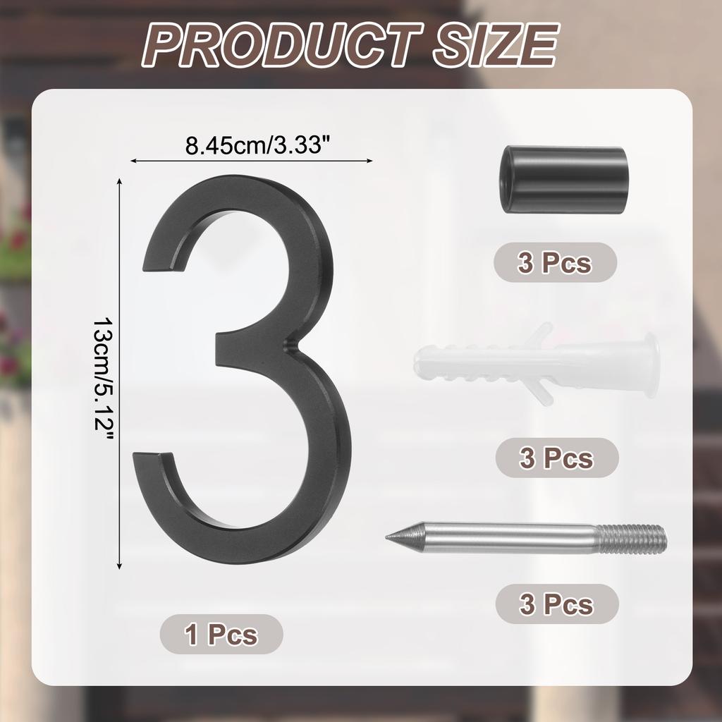 10" 0-9 Zwevende Huisnummers Massief Aluminium Modern Adresnummer voor Buiten met Spijkerkit voor Thuis Straat Kantoorbord Zwart