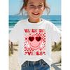 European sizes Girls' Short Sleeve Valentine T-Shirt with Heart Glasses & Love Bug Applique - Cute Valentine Vibes Top, Round Neck Summer