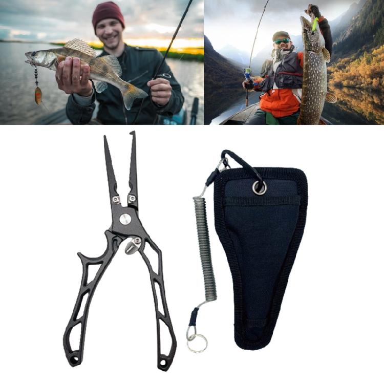 Plier Fishing Plier Fishing Tackle with Sheath and Coiled Lanyard Fishing Multitool Hook Remover Braided Line Cutter