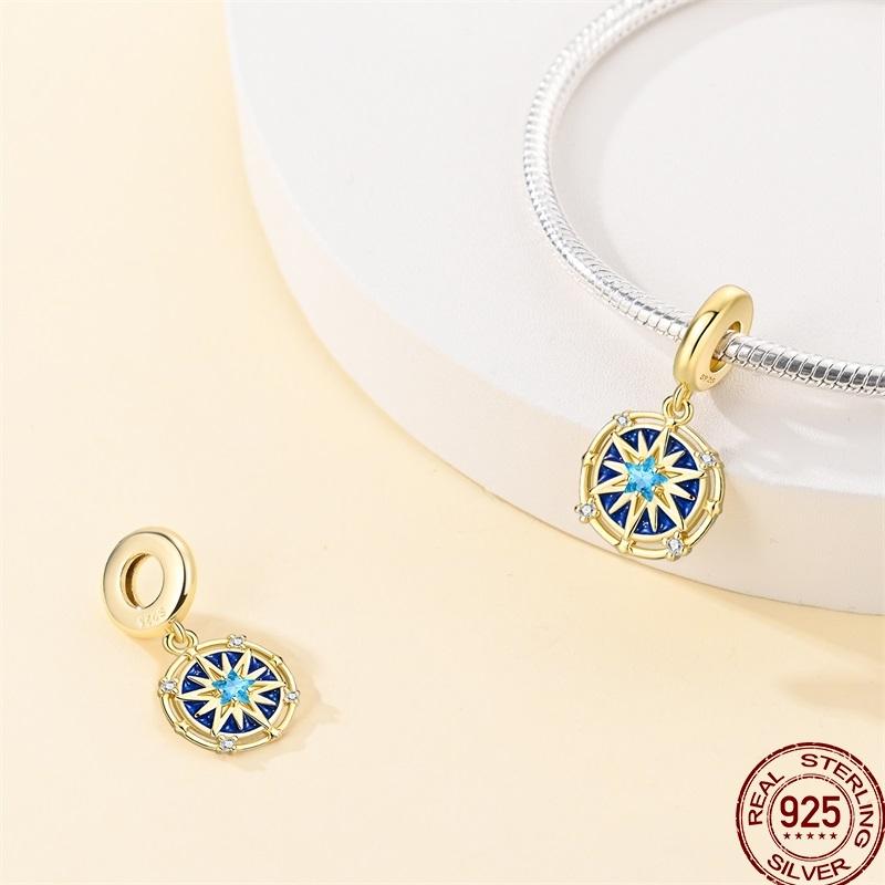 Copper Art Golden Zircon Saturn Flower Butterfly Charm Beads Suitable For 3Mm Original Bracelet Jewelry