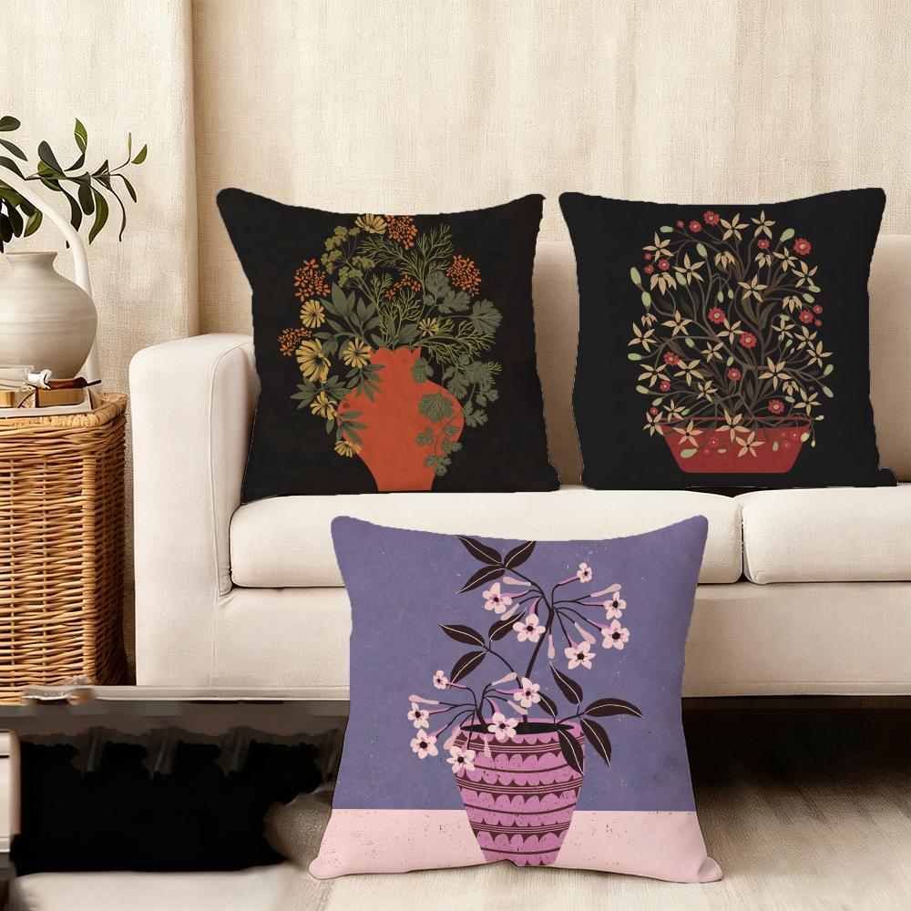 1PC Classic Vintage Vase Cushion Cover Plush Fabric Soft DoubleSided Printed Sofa Warm Winter Home Child Gift Pillow Case
